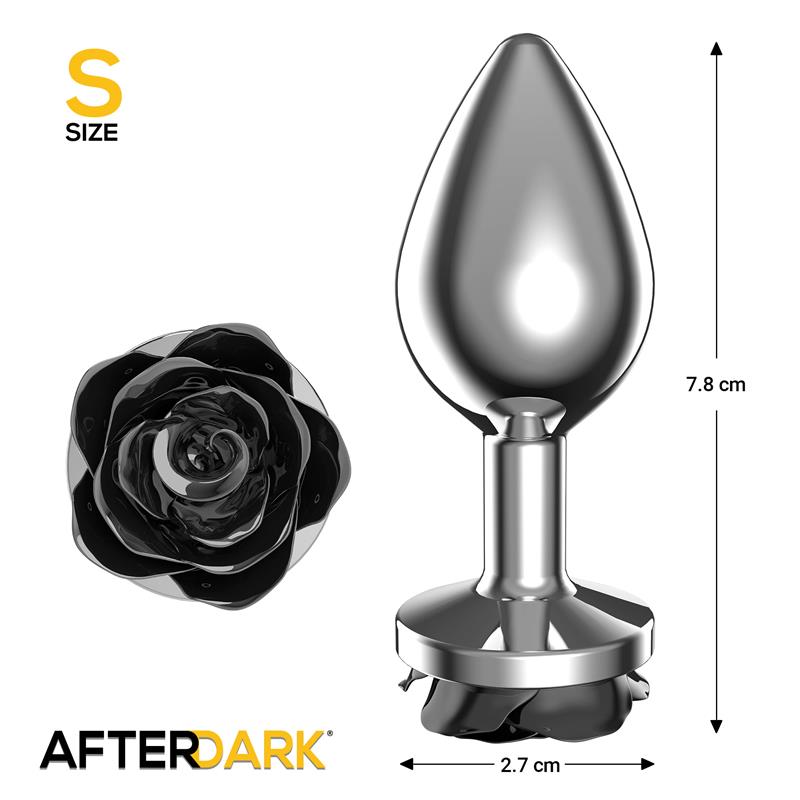 Metal Anal Plug with Black Rose Base Size S