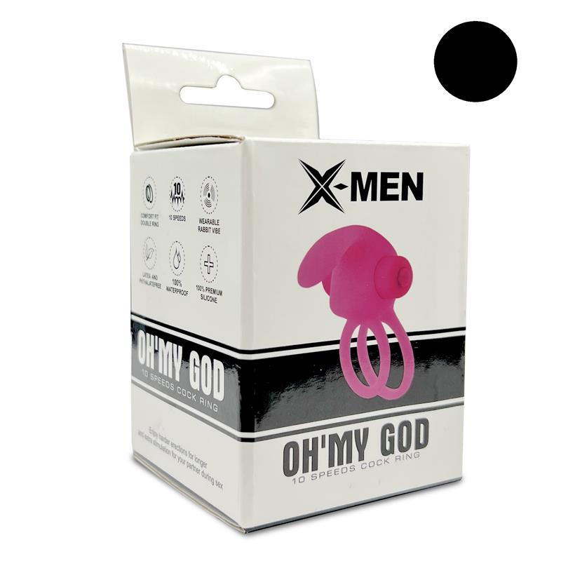 Double Penis Ring 10 Functions Silicone Black