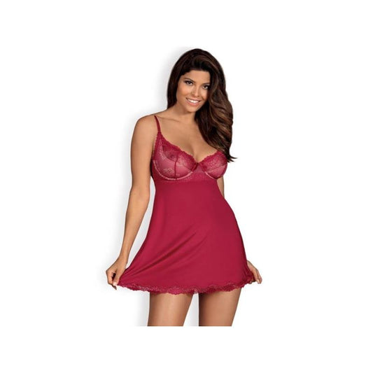 Rosalyne Babydoll and Thong Red