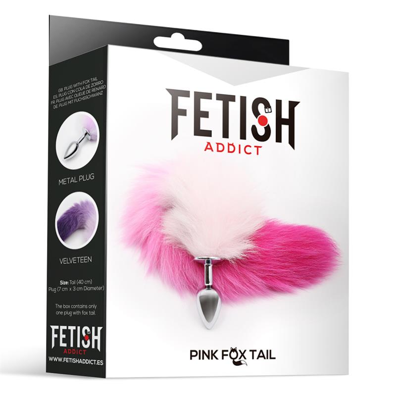 Butt Plug with Pink and White Tail Size S