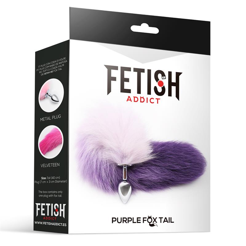 Anal Plug Purple and White Foxy Tail Size S