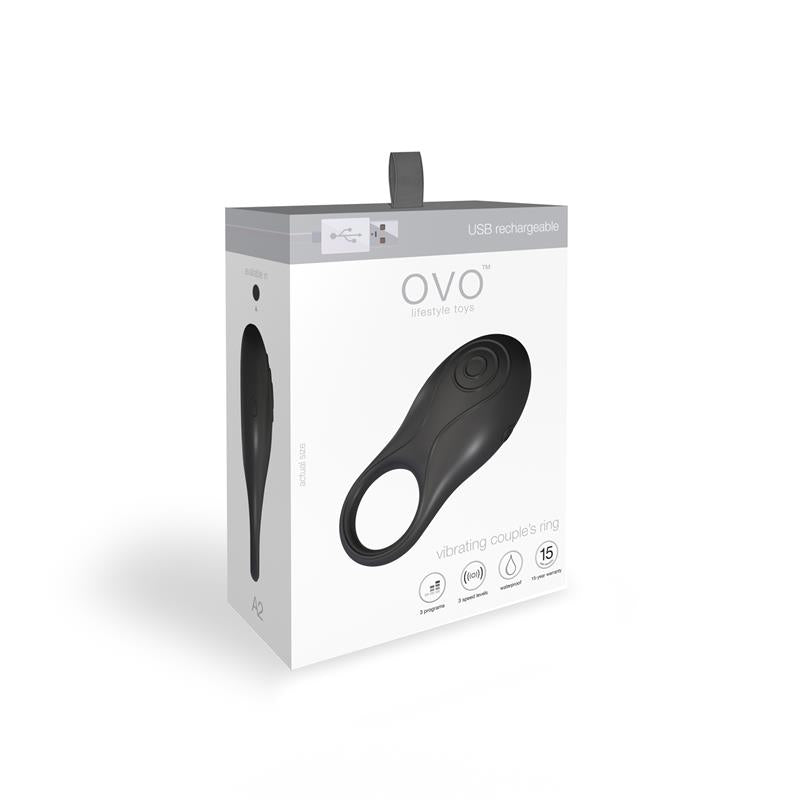 OVO Vibrating Cock Ring Rechargable A2 Black