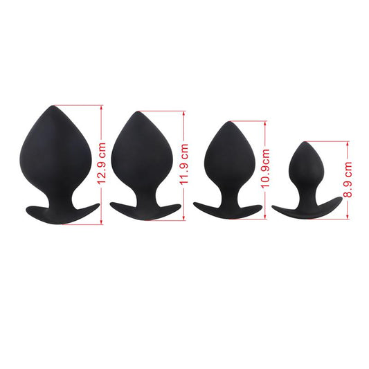 Pack 4 Butt Plug Renegade Spade Silicone Black