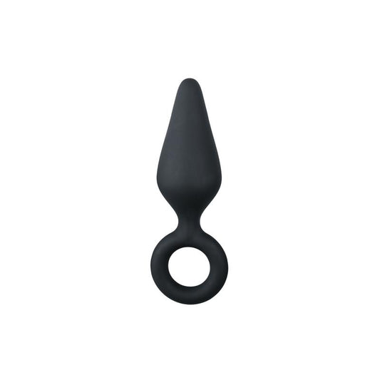 Black Buttplugs With Pull Ring Large