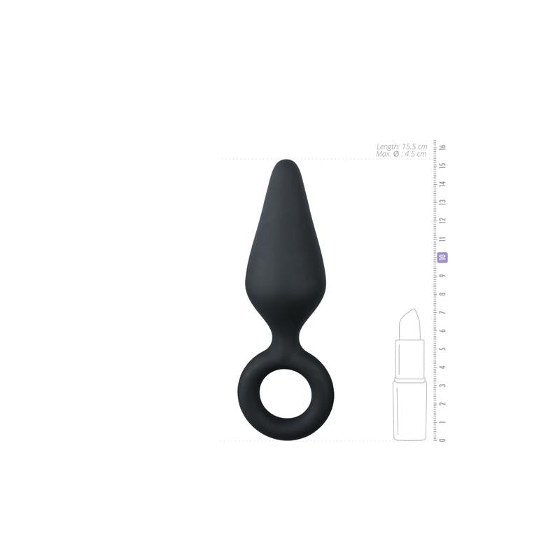 Black Buttplugs With Pull Ring Large