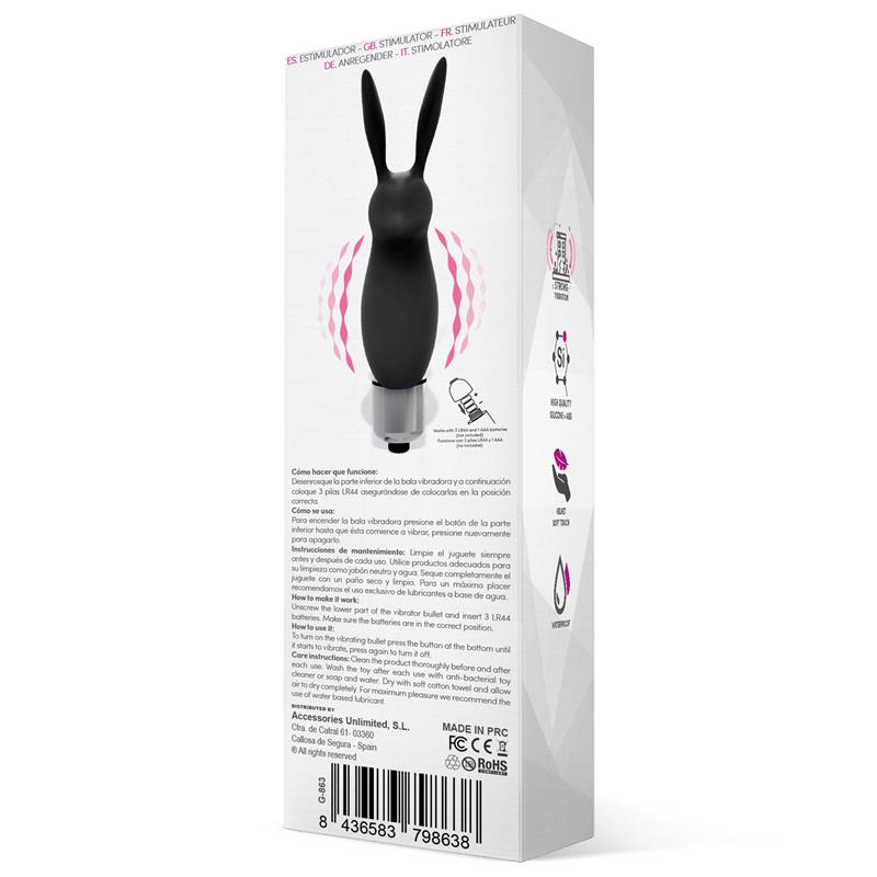 Hopye Rabbit Vibrating Bullet Silicone Black