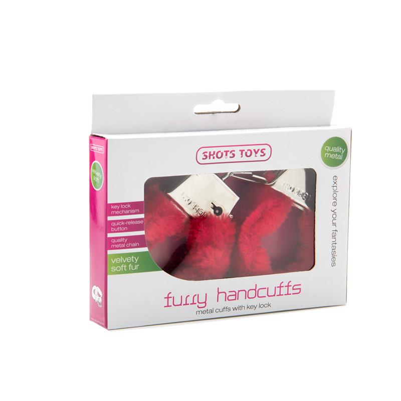 Shots Toys Furry Handcuffs Red